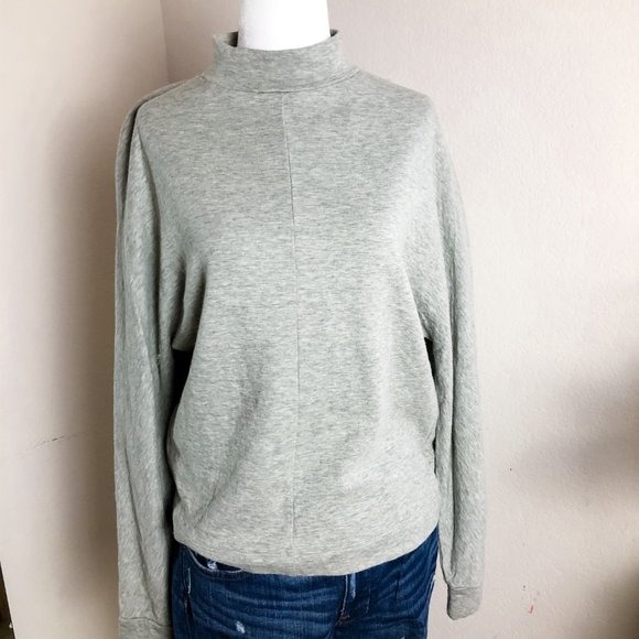 Madewell Sweaters - Madewell Heathered Gray Zipback Mock Neck Pullover